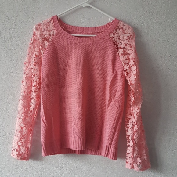 Sweaters - Floral sleeves Pink Shirt